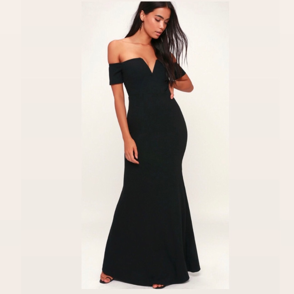 Lulus Lynne Black Off-the-Shoulder Maxi Dress